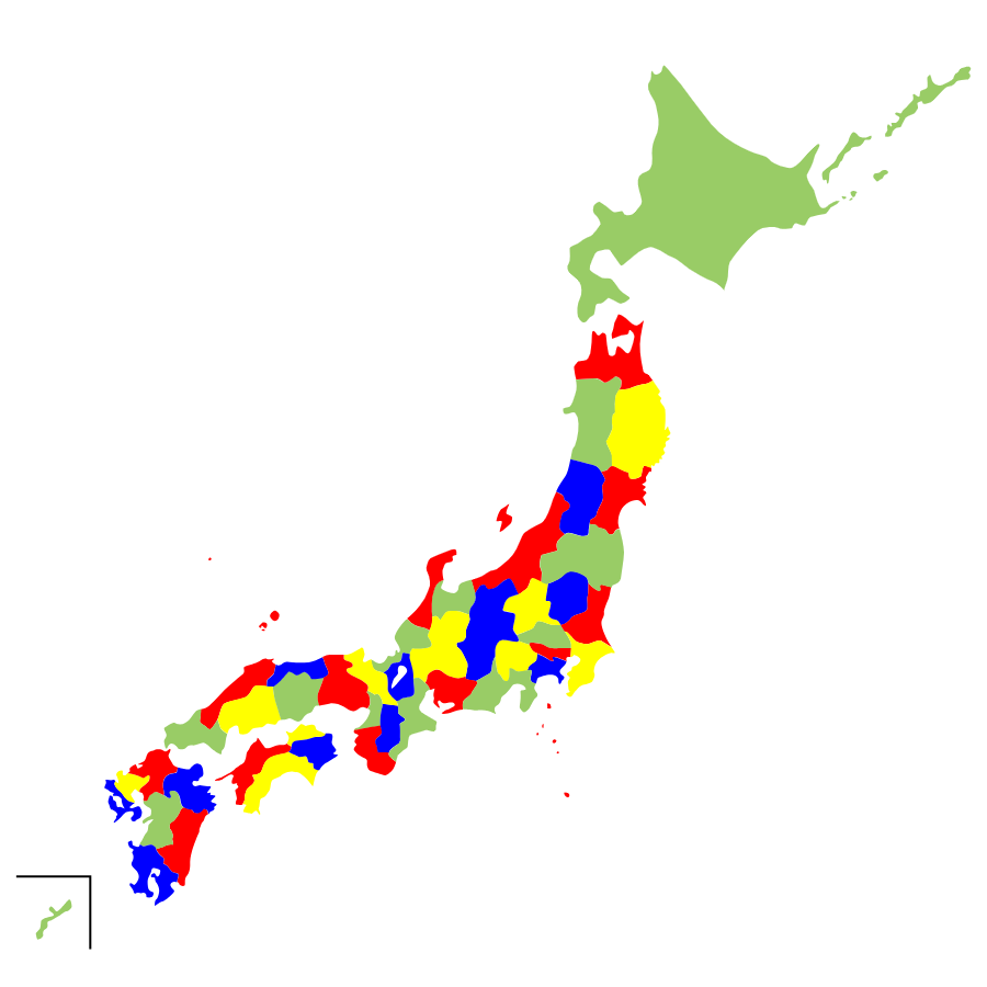 四色定理で塗った日本地図