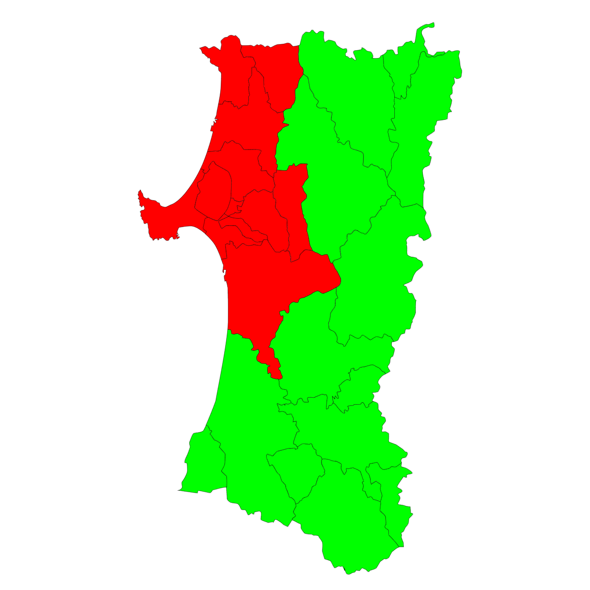 秋田県の地図