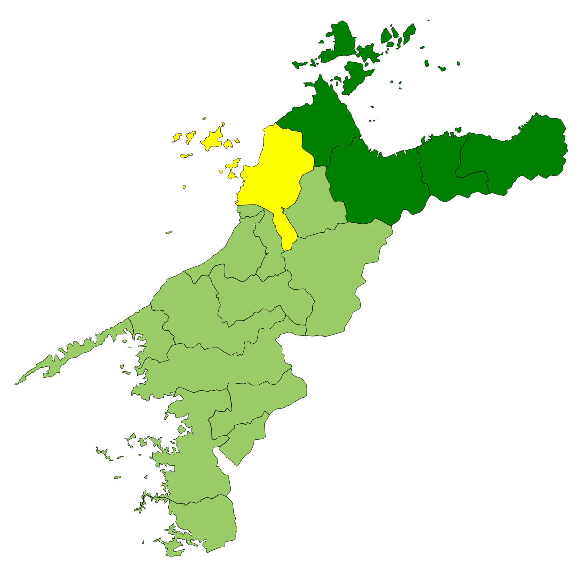 愛媛県の地図