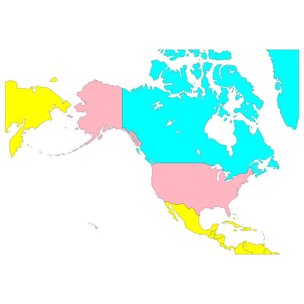 北アメリカ大陸の地図