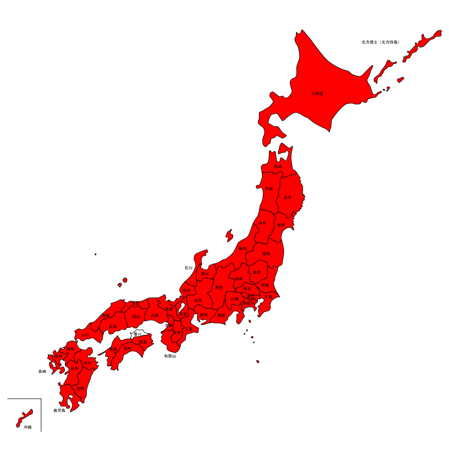 日本地図の地図
