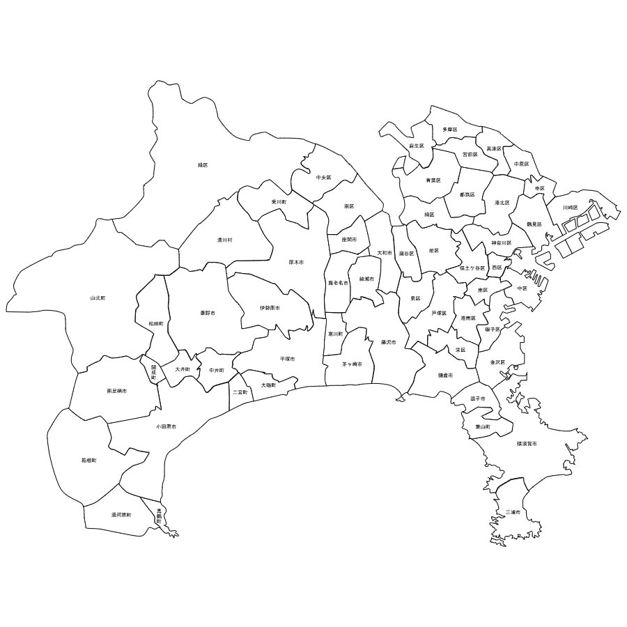 神奈川県の地図